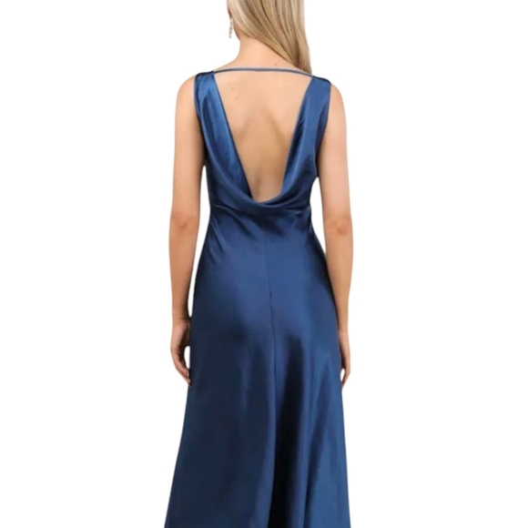Lulus Incredible Love Satin Cowl Back Slip Dress Size XL Midi Babydoll Femme NEW - Picture 14 of 14